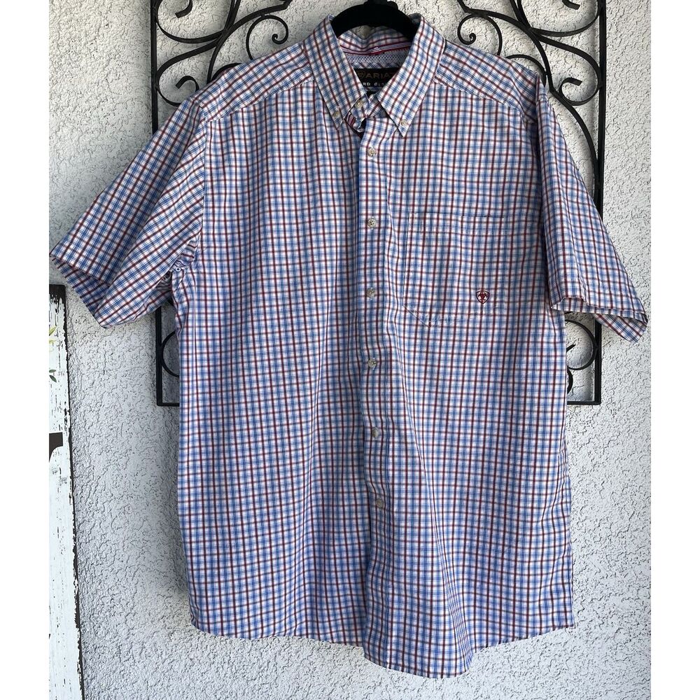 Ariat Pro Series Plaid Button Up Collard Shirt - Large - Multicolored